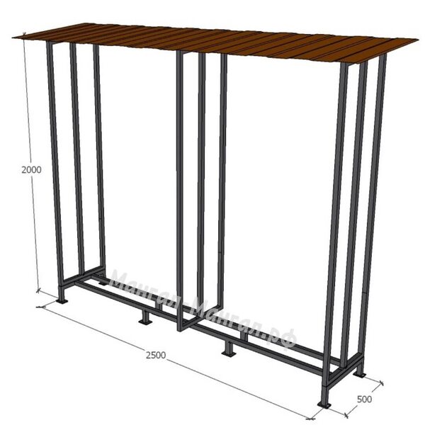 Уличный дровник 250х50 У50П 2,5 м3